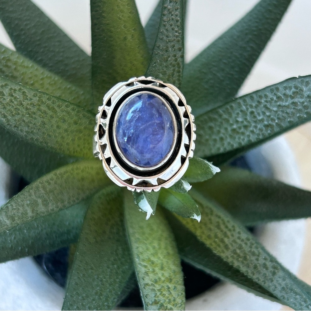 NEW Natural Blue Tanzanite 925 Sterling Silver Oval Ring Size 7
